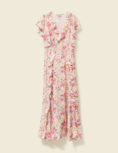 Robe longue évasée blanc femme