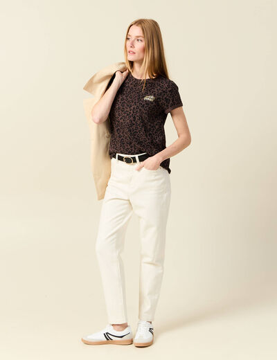 T-shirt manches courtes marron foncé femme