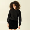 Sweat col rond manches longues noir femme