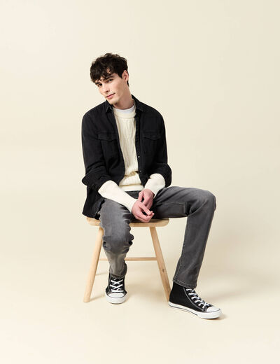 Jeans slim 5 poches denim gris homme