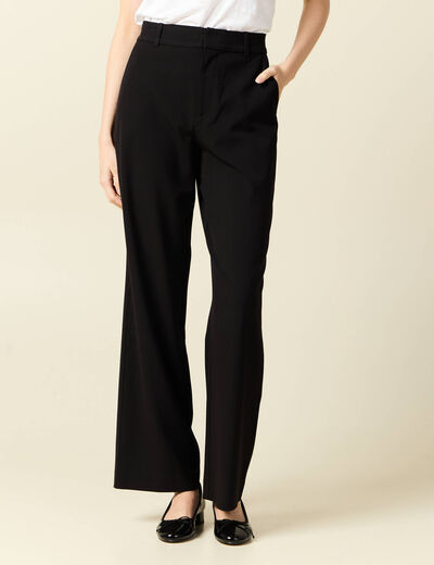Pantalon straight taille haute noir femme