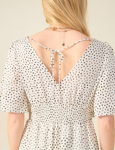 Robe longue évasée fluide blanc femme