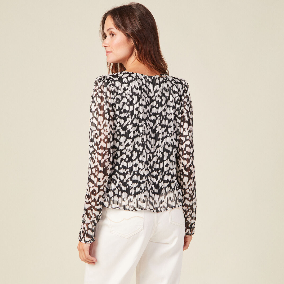 Blouse manches longues noir femme