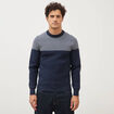 Pull droit fin col rond manches longues bleu marine homme