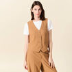 Gilet ajust&eacute; sans manches doubl&eacute; beige femme
