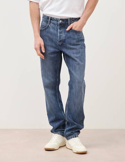 Jeans straight en coton longueur 32 denim stone homme