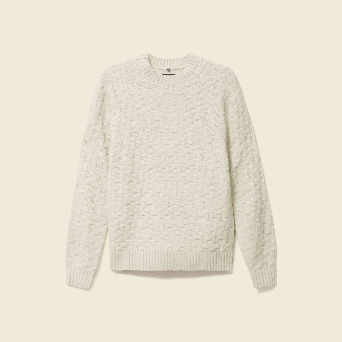 Pull manches longues col rond sable homme