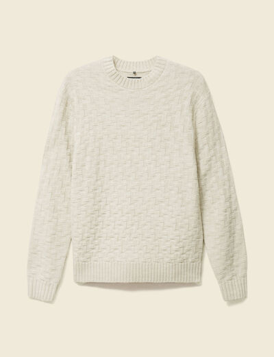 Pull manches longues col rond sable homme