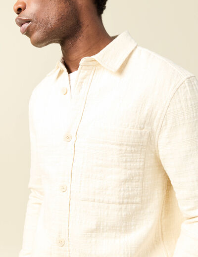 Surchemise droite longue col am&eacute;ricain ecru homme