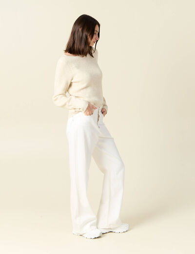 Pull manches longues creme femme