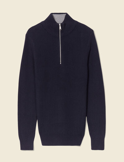Pull manches longues bleu marine homme