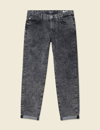 Jeans girlfriend 5 poches denim snow gris femme
