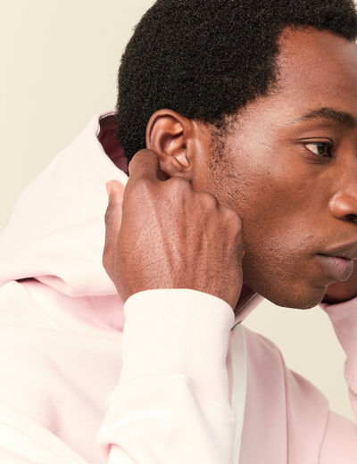 Sweat &agrave; capuche rose poudr&eacute;e homme