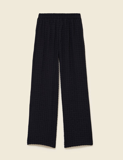 Pantalon loose taille haute fluide noir femme