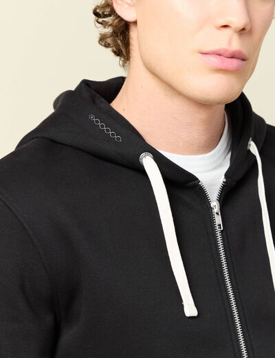 Sweat &agrave; capuche manches longues noir homme