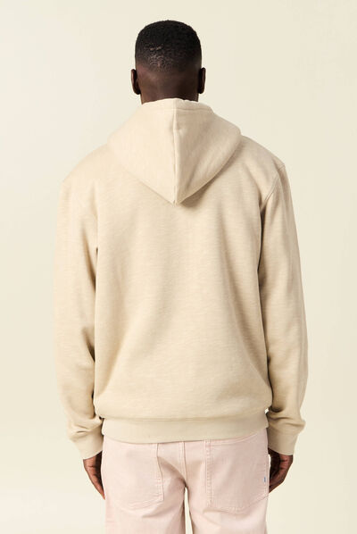 Sweat manches longues zippé beige homme