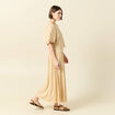 Jupe longue &eacute;vas&eacute;e taille haute beige moyen femme