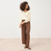 Pantalon large ray&eacute; taille standard marron fonc&eacute; femme