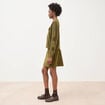 Pull manches longues col rond vert olive femme