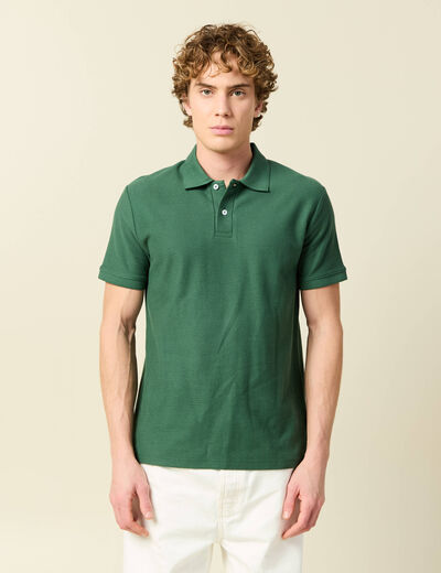 Polo cintr&eacute; manches courtes vert homme