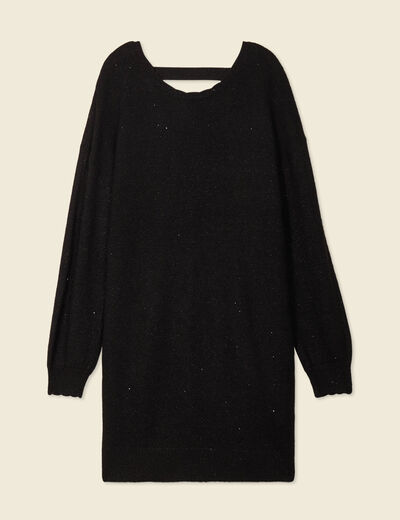 Robe pull droite sequins noir femme