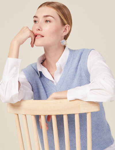 Pull éco-responsable bleu gris femme