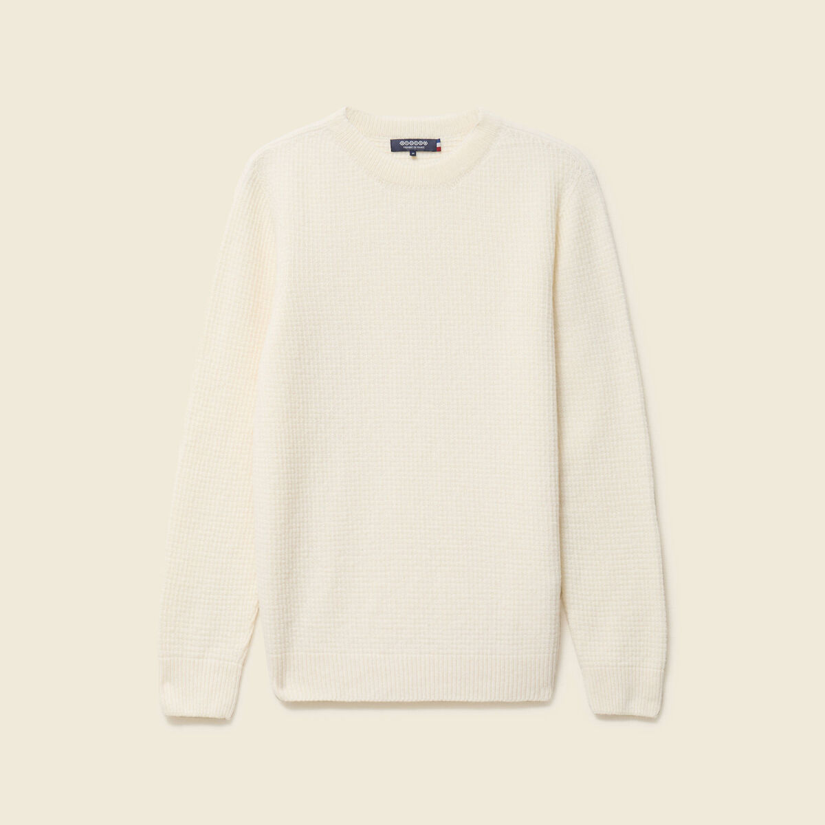Pull manches longues fabriqu&eacute; en France ecru homme