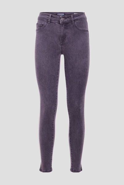 Jeans skinny 7/8ème gris foncé femme