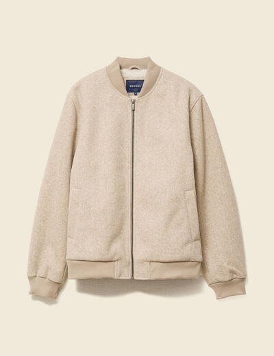 Blouson doubl&eacute; manches longues beige homme