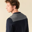 Pull fin col rond manches longues bleu marine homme