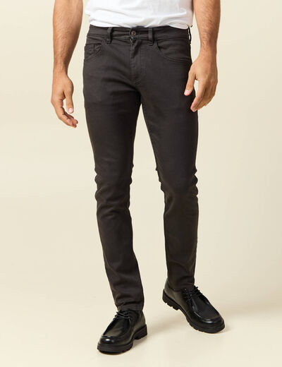 Jeans slim 5 poches marron homme