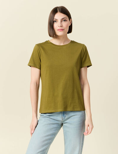 T-shirt manches courtes vert kaki femme