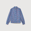 Chemise droite en coton manches longues bleu marine femme