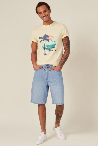 T-shirt manches courtes jaune clair homme