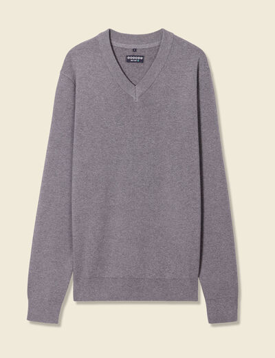 Pull col en V éco-responsable gris foncé homme
