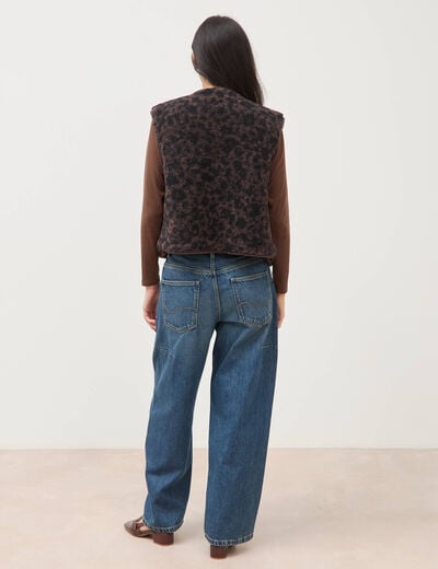 Gilet sans manches r&eacute;versible marron chocolat femme