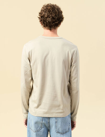 T-shirt en coton manches longues beige homme