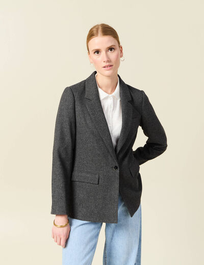 Veste blazer ajustée gris foncé femme
