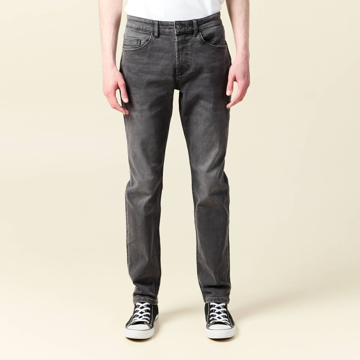 Jeans slim 5 poches denim gris homme