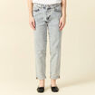 Jeans girlfriend 5 poches denim snow bleu femme