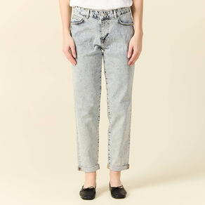 Jeans girlfriend 5 poches denim snow bleu femme