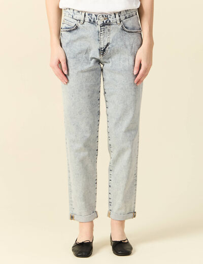 Jeans girlfriend 5 poches denim snow bleu femme