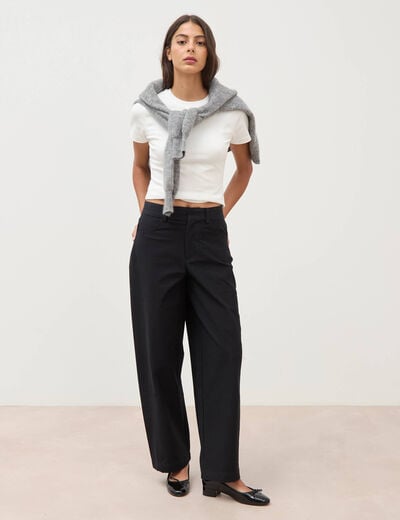 Pantalon coupe regular noir femme