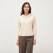 Pull &agrave; capuche zipp&eacute; beige femme
