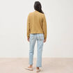 Veste droite manches longues tweed camel femme