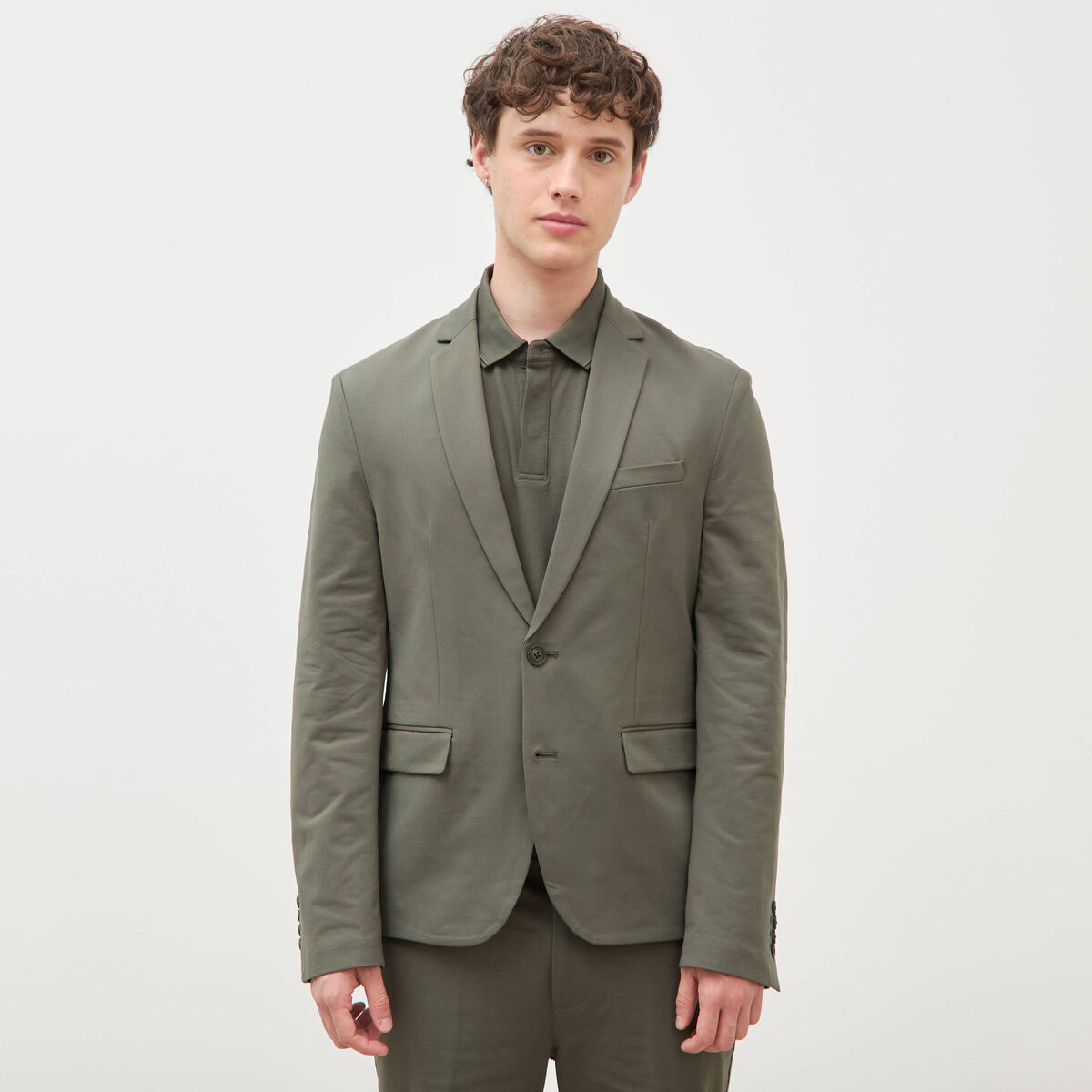 Veste blazer stretch vert fonc&eacute; homme