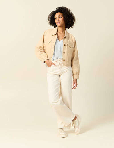 Blouson boutonné beige femme