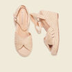 Sandales compensées paille creme femme