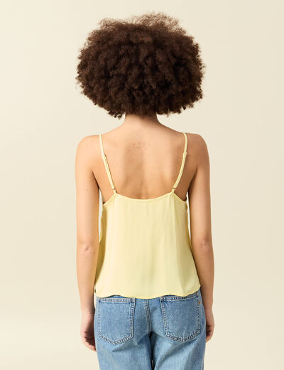 D&eacute;bardeur bretelles col v fluide jaune pastel femme