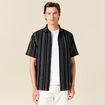 Chemise ray&eacute;e manches courtes noir homme